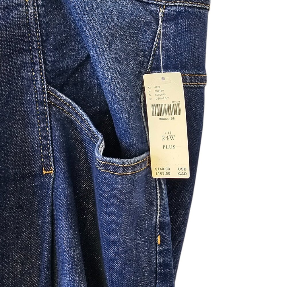 Pilcro Anthropologie Dark Blue Wide Leg Jeans Size 24W - Picture 2 of 11